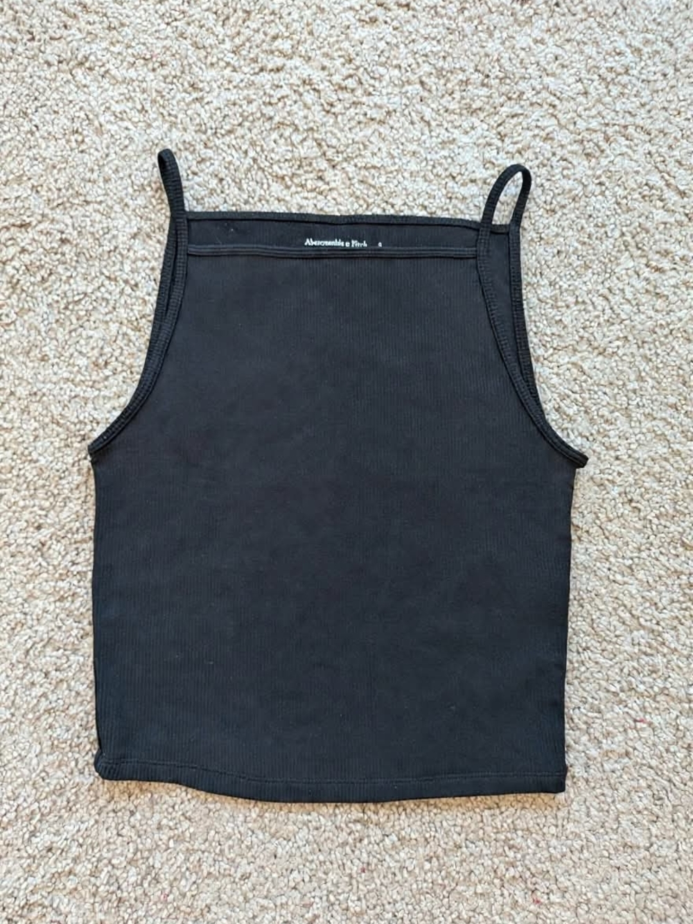 NWOT Abercrombie & Fitch Black Ribbed Square Tank with Slim Straps